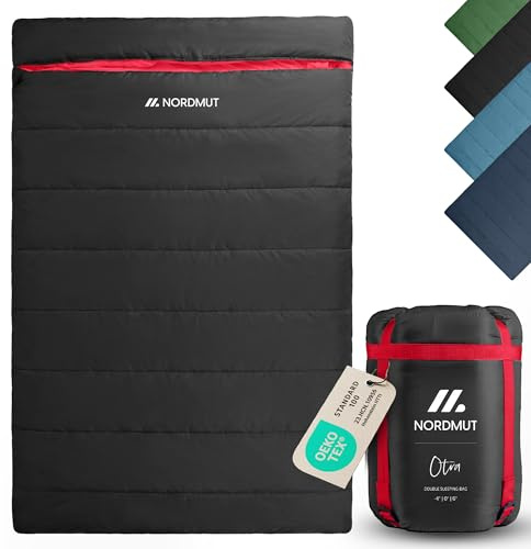 NORDMUT® Doppelschlafsack XXL inkl. Premium YKK Zwei-Wege-Reißverschluss – Kuschliger Schlafsack 2 Personen extra breit & groß – Doppelschlafsack 2 Personen mit optimaler Isolierung