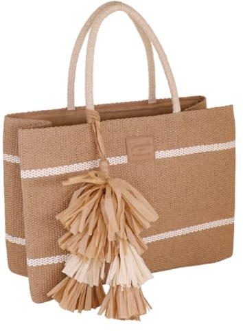 Camomilla Milano Borsa Mare Donna, Borsa Spiaggia, Fibre Naturali, Collezione Holiday, Misura M, Colore Beige