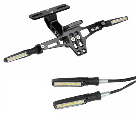 Motorbike Number Plate Bracket For MT-07 For MT-09 For MT10 For MT01 Motorcycle Rear License Plate Holder Bracket Turn Signal Lights Support(Black 4lights)