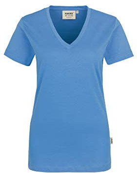 HAKRO Damen V-Shirt „Classic“ - 126 - malibu-blue - Größe: XL