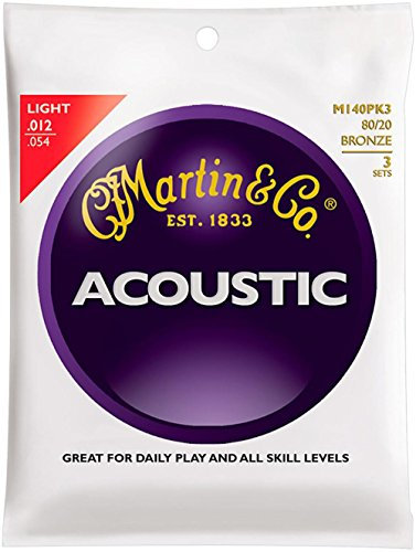 Martin M140 Saiten für Akustikgitarre, leicht, 3 Stück