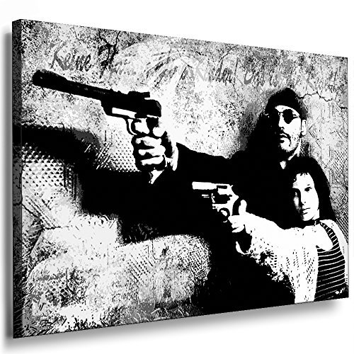 Fotoleinwand24 Bild auf Keilrahmen - Leon Der Profi AA0164 / Schwarz-Weiß / 70x50 cm