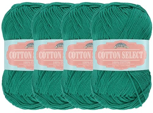 JubileeYarn Cotton Select Yarn - Sport Weight - 50g/Skein - Sea Green - 4 Skeins