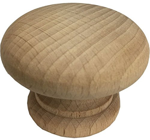 Fort Fasteners Wood Door Knobs, Drilled for Woodscrew - Dowel Screw 50mm (2 Inch) Beech Unlacquered (2)