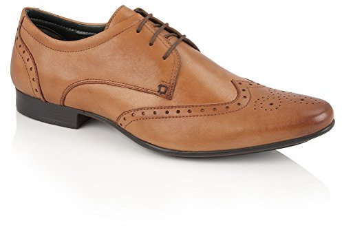 Silver Street London Men's Fleet Formal Leather Brogue Shoes, Tan, 10