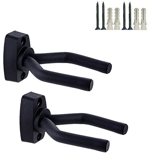 CAIHONG Guitar Wall Mount 2 Pack, Guitar Wall Hangers Hook Bracket Holder Stand Display with Screws - Easy To Install - Fits All Size Guitars, Bass, Mandolin, Banjo, Ukulele