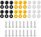 BEK-FIX® Number Plate Screws and Caps Fitting Kit, White Yellow & Black Caps & Screws 36 Piece