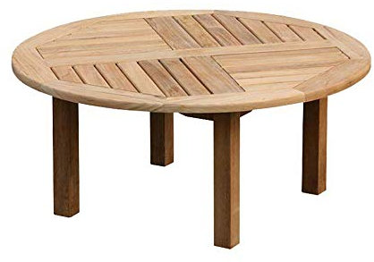Teako Design Couchtisch Verona rund Ø 100 Teak unbehandeltes Massivholz Teakholz Wetterfest Gartentisch Beistelltisch