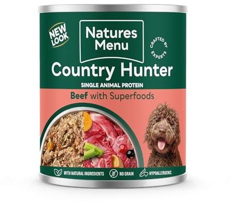 Natures Menu Country Hunter Canned Wet Dog Food - Seriously Meaty Beef - 6 x 600g