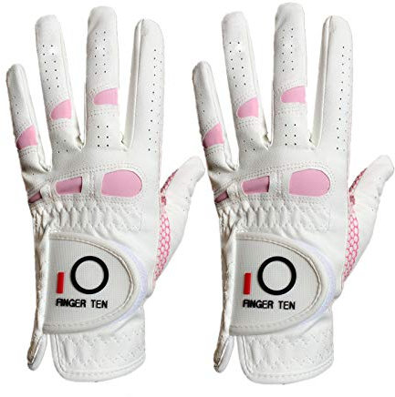 FINGER TEN Golfhandschuhe Damen Linke Hand Rechte 2 Stück(Not Paar) Extra Griff Allwetter 3D Performance Golf Handschuhe Links Rechts rutschfest Weicher Komfort,Größe S M L XL, Linken Hand L