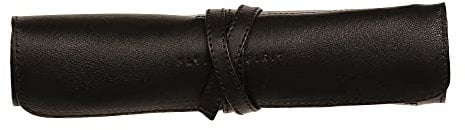 Clairefontaine - Ref 930026C - Flying Spirit Leather Pencil Case Roll - 26.7 x 20.5cm in Size, Made from Genuine Leather, 5 Slots for Storing Pencils & Brushes - Black
