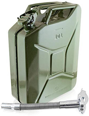 BITUXX® Stahl Benzinkanister Dieselkanister Kraftstoffkanister Kanister UN Zulassung (20 Liter mit Einfüllstutzen Flexibel)