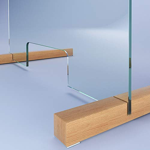 SARAR Spuckschutz aus 8mm echtes SICHERHEITSGLAS - (B) 50 cm x (H) 60 cm Made in Germany - Antibakteriell Hustenschutz Thekenaufsatz Niesschutz Spritzschutz Virenschutz Durchreiche ESG A1