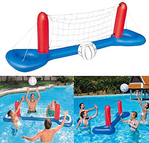 Ensemble de jeux gonflables pour piscine, volley-ball flottant pour piscine avec filet réglable et 2 balles