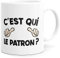 Luigi Collection Mug Humour C’est Qui le Patron Tasse Message drôle. Idée Cadeau Original pour Amis Couple Amoureux Collègue Frère Sœur pour Anniversaire Noël Souriez dès le Réveil.