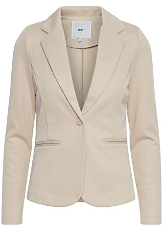 ICHI IHKATE PIQUE BL Damen Blazer Kurzblazer Jacke Ein-Knopf-Blazer mit Stretch, Größe:XS, Farbe:Doeskin (151308)