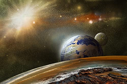 VLIES Fototapete-WELTALL-500x280 cm-(PF2693)-Space Weltraum Sci-Fi Galaxie Planeten Orbit Universum Aliens Raumschiff UFO Extraterrest Wandbild Wandtattoo Poster Dekoration