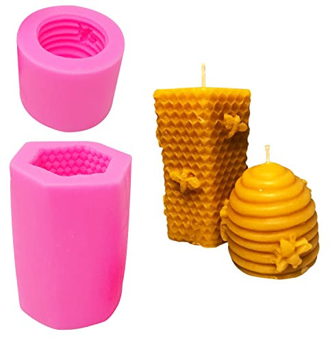 Honbay 3D-Silikonform für Bienenwachs, Kerzen, Bienenstock, für selbstgemachte Bienenwachs, Kerzen, Seife, Handlotion, 2 Stück