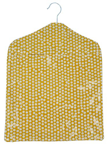 Jolee Fabrics Premium Oilcloth Peg Bags with Wooden Hanger - Large Waterproof Peg Bag, Clothes Clip Storage Perfect for Any Washing Line (Ochre Yellow Small Spot Peg Bag)