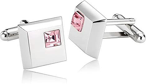 Manschettenknöpfe Personalisiert, Quadrat Hemden für Manschettenknöpfe aus Rosa Edelstahl Trauzeugen Geschenke Mann