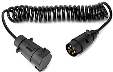 QWORK® 3 Metri 7 Pin Cavo di Prolunga Scheda Luce Rimorchio A Spirale Maschio a Femmina Presa Adattatore di Traino per Auto Caravan Camion