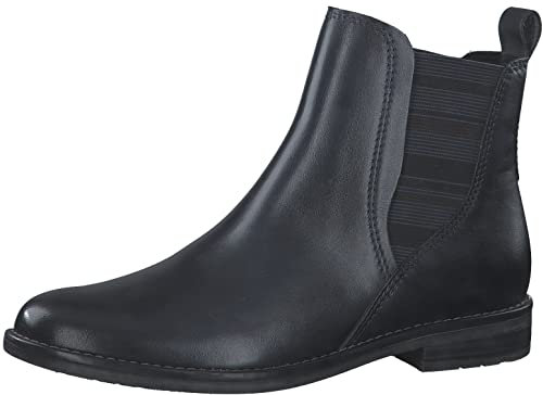 MARCO TOZZI Damen Chelsea Boots aus Leder Elegant, Blau (Navy), 40 EU