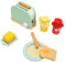 Kids Toaster Toy Set, Wooden Bread Butter Toaster Toy Kitchen Pretend Play Toy Set for Girls Boys