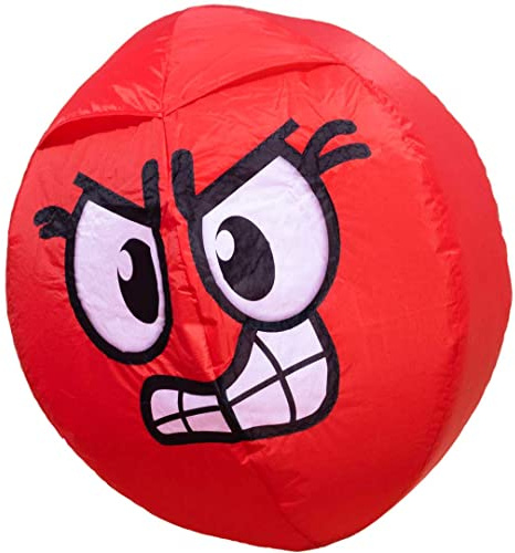 HQ Bouncing Moodeez Angry Smiley Windfigur Bodenwindspiel Windspiel | Dynamisch hüpfende Windfigur ab 3 Bft wetterfest robust langlebig für Strand & Camping Ø60cm mit Hering sorgt für gute Laune