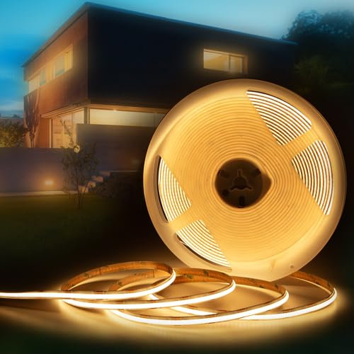 HEXIM COB LED Strip, 1-15 Meter LED Streifen, Auswahl: weiß/CCT/RGB, dimmbar 24V, IP20, 3000-6000K, Band 8mm breit, Leuchtstreifen selbstklebend (3,5 Meter warmweiß)