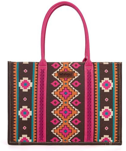 Montana West Wrangler Tragetasche, Western-Geldbörsen für Damen, Schultertasche, Boho, Azteken-Handtaschen, Angel Diamond Hot Pink-L, Large