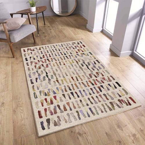 bamyum Zola Bedruckter Teppich Chenille-Druck Maschinell Hergestellt 80 x 150 cm, Waschbarer Multicolor Vintage Teppich Schlafzimmer, Antibakteriell Antirutschunterlage Küchenteppich