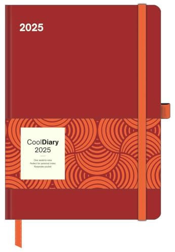 N NEUMANNVERLAGE - Rust 2025 Cool Diary, 16x22cm, Wochenkalender mit Banderole und Lesebändchen, Tasche für Visitenkarte, Jahres- und Monatsübersicht, Mondphasen und internationales Kalendarium: Cool Diary