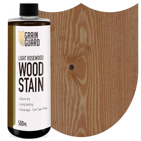 GRAIN GUARD Wood Stain Water Based | Light Rosewood | 500ml | Interior Furniture Stain | Light & Dark Stains | Eco-Friendly & Non-Toxic Wood Dye | Easy Application | Quick Dry & Low Odour