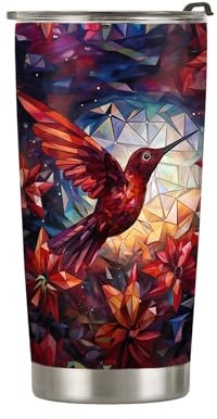 Taza Termo Cafe Para Llevar Con Tapa Y Pajita, Colorido Vidrio Copos Nieve Cristal Hermosa Flor Colibrí Estampado Personalizada Vaso Termo Cafe Para Llevar Taza De Café Aisladas 20Oz