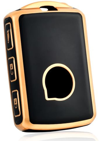 OFF WE GO Autoschlüssel Hülle für Volvo Schlüsselhülle Cover für C30 S60 S80 S90 S60L V60 V70 V90 XC40 XC60 XC70 XC90 T5 T6 T8 4 Tasten TPU Auto Schlüssel Schutzhülle Schlüsselbox, Schwarz Gold