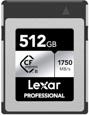 Lexar Professional SILVER Series 512GB CFexpress Card, Type B CFe Card up to 1750MB/s Read, CF Card Adopt PCIe Gen3x2, CF Memory Card Compatible with DSLR, Backward with XQD Camera (LCXEXSL512G-RNENG)