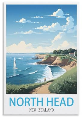 LNUYITR Nord-Head-Poster mit Neuseeland-Motiv, Vintage-Reiseposter, 20 x 30 cm, Leinwand-Kunst-Poster und Wandkunst, Bilddrucke, modernes Wohnzimmer-Dekor-Poster