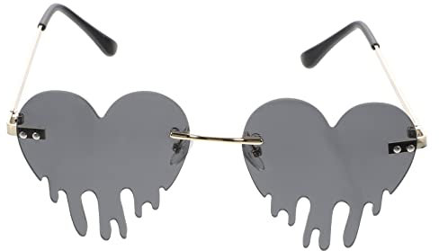 LIFKOME Tränen Lustige Brille Coole Brille Für Teenager Feen Sonnenbrille Herz Sonnenbrille Rahmenlose Sonnenbrille Party Sonnenbrille Festival Accessoires Für Frauen Herzförmige