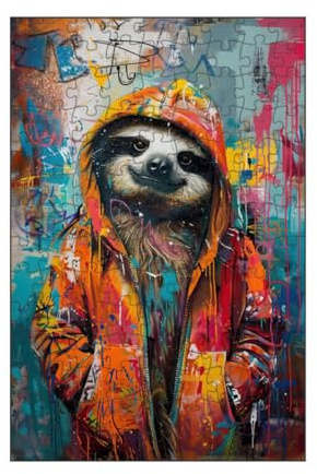 artboxONE-Puzzle S (112 Teile) Tiere Faultier Grafitti - Puzzle faultier Grafitti Hoddie