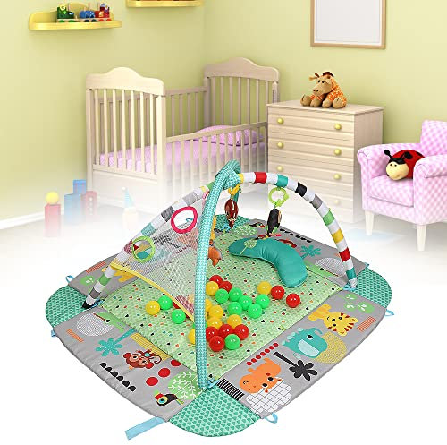 5-in-1 Erlebnisdecke & Bällebad mit Bällen - Totally Tropical, Spieldecke mit Spielbogen, 20+ Minuten Licht und Musik, Krabbeldecke mit Spielzeuge, ab der Geburt (Stil B - Grün)