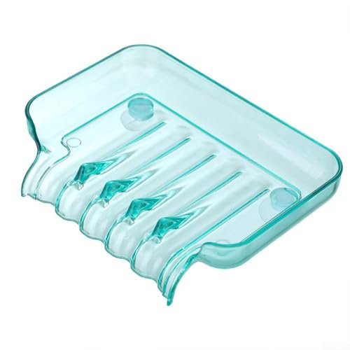 Porte-savon en plastique, à ventouse, organisateur de douche, plusieurs couleurs (bleu clair)