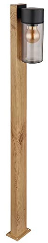 LED Außenleuchte Stehlampe Gartenleuchte, Moderne Wegelampe, Holzoptik, Terrassenleuchte, Landhaus, Edelstahl Glas, schwarz, 1x E27 LED warmweiß, LxBxH 9x14,5x100 cm 165