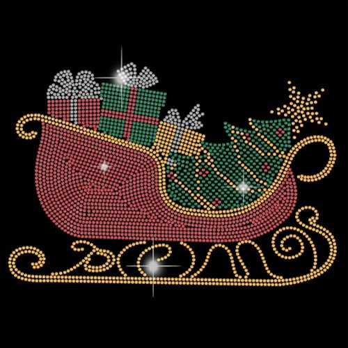 SUPERDANT Weihnachtskutsche Bügeln Auf Strass Transfer WeihnachtstagHotfix Strass Weihnachtsbaum Kristall Bügelbilder Bling Bügel Auf Transferaufkleber Für Kleidung Tasche DIY Bling Aufkleber Strass