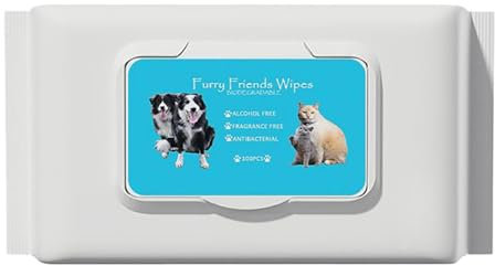 Antibacterial Wipes for Pets - Biodegradable, Unscented Pet Wipes, Pet Grooming Wipes for Dogs and Cats, Alcohol-Free and Soft Wipes for Paws, Ears, and Eyes, Ideal for Home and Travel, 100 Wipes