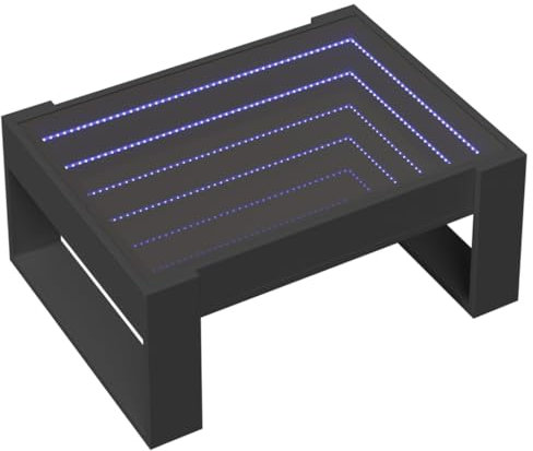 vidaXL Table Basse avec LED Infini Noir 70x53x30 cm, Table d'appoint, Table de Salon, Table latérale, Bout de canapé, Table Centrale