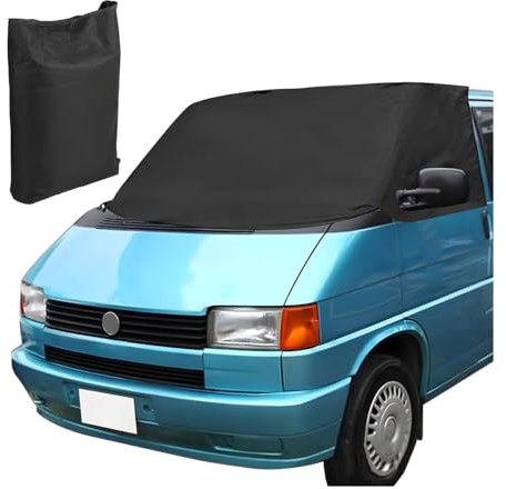 Adunsiaoto Schneeschutz Frontscheibenabdeckung Für Auto- Eisschutz, Abdeckung Anti Frost Ice Staub Fenster Abdeckung Sonnenschutz, Scheibenabdeckung Für Transporter Windschutzscheiben(T6-Schwarz)