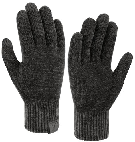 Bequemer Laden Winter Warm Damen Handschuhe Chenille Touchscreen Winterhandschuhe Strickhandschuhe mit Elastisch Manschette Frauen Geschenk, Dunkelgrau