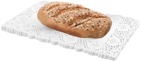 100 Stücke Weiße Spitzenpapier Tortenunterlage Rechteckig 19 x 30cm - Spitzenpapier Tortenspitze Papier Kuchen Papier für Kuchen, Hochzeitsdekoration, Tischsets, Platzset Papier und Verpackung