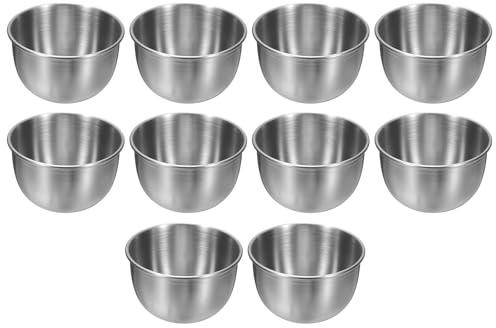 sourcing map 3 Inch Stainless Steel Sauce Dishes, 10 Pcs Mini Individual Round Seasoning Dishes Condiment Tray Sushi Dipping Bowl Mixing Saucers Appetizer Plates for Prep Side Dish, Silver
