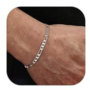 YADOCA 925 Silber Herren Armbänder für Männer Cuban Figaro Curb Link Kette Silber Armband 19/21cm Herrenschmuck Geschenke für Papa Freund Ehemann Sohn
